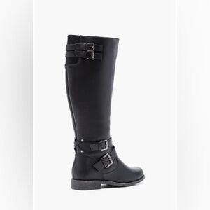 NWT Black Knee-High Buckle Boots